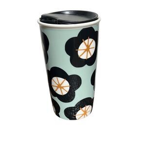 Starbucks Green Spring Floral Ceramic Travel Cup with Lid